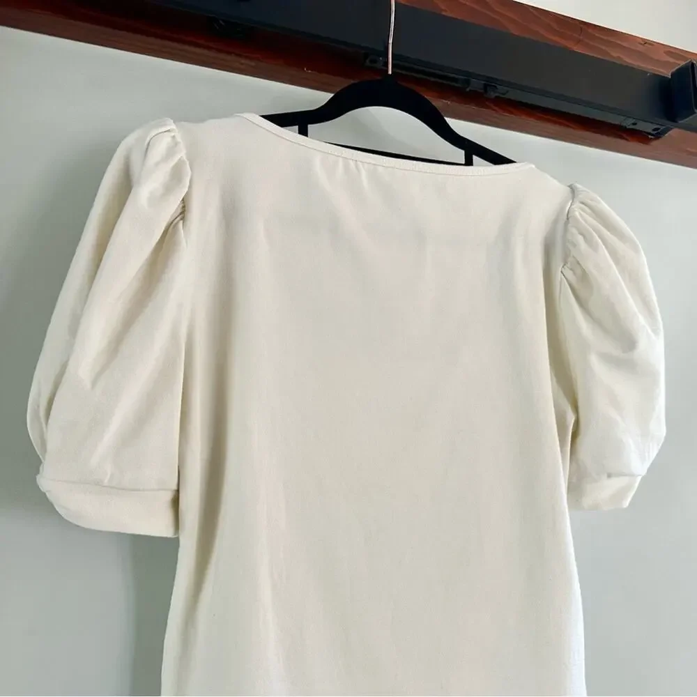 Reformation Cream Puff Sleeve Scoop Neck Top Organic Cotton XL